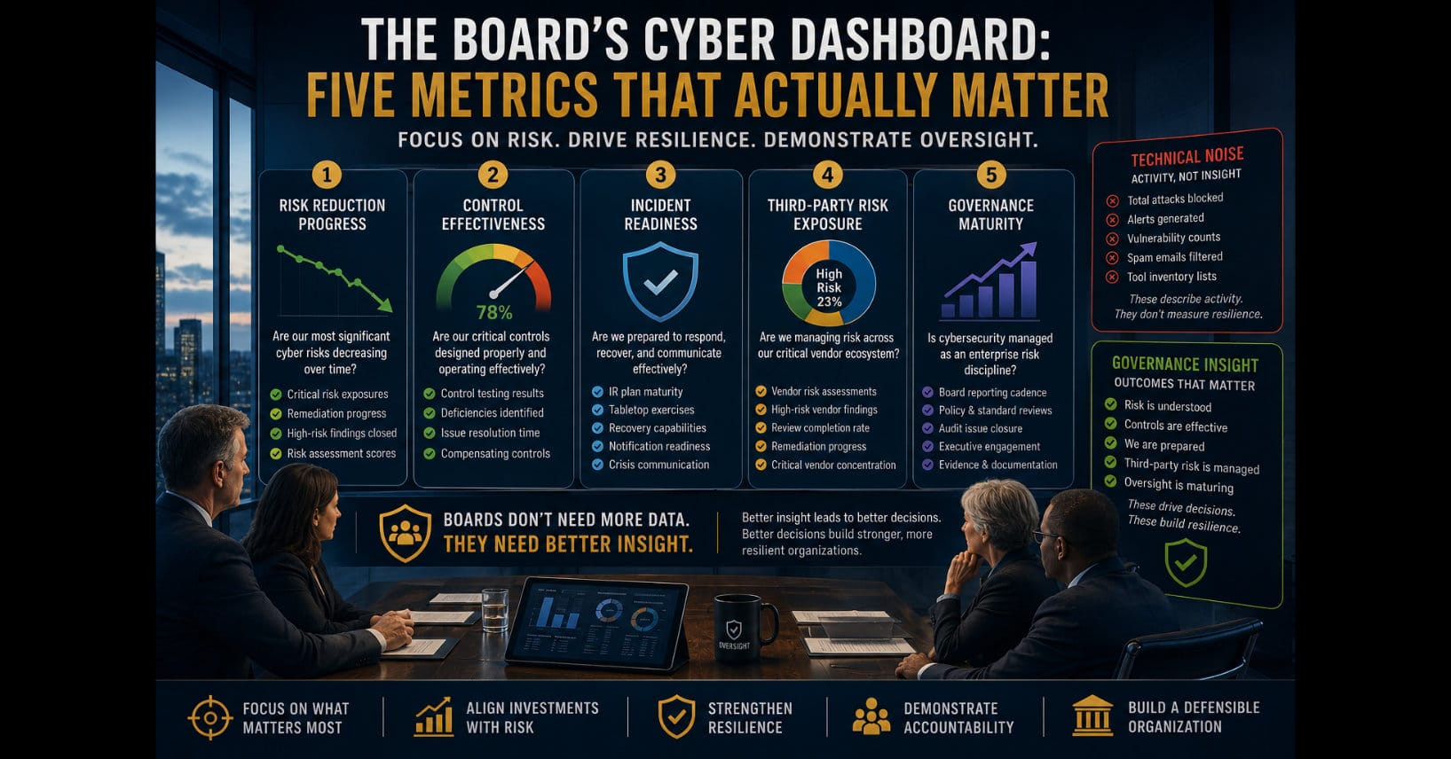 The Board’s Cyber Dashboard: Five Metrics That Actually Matter
