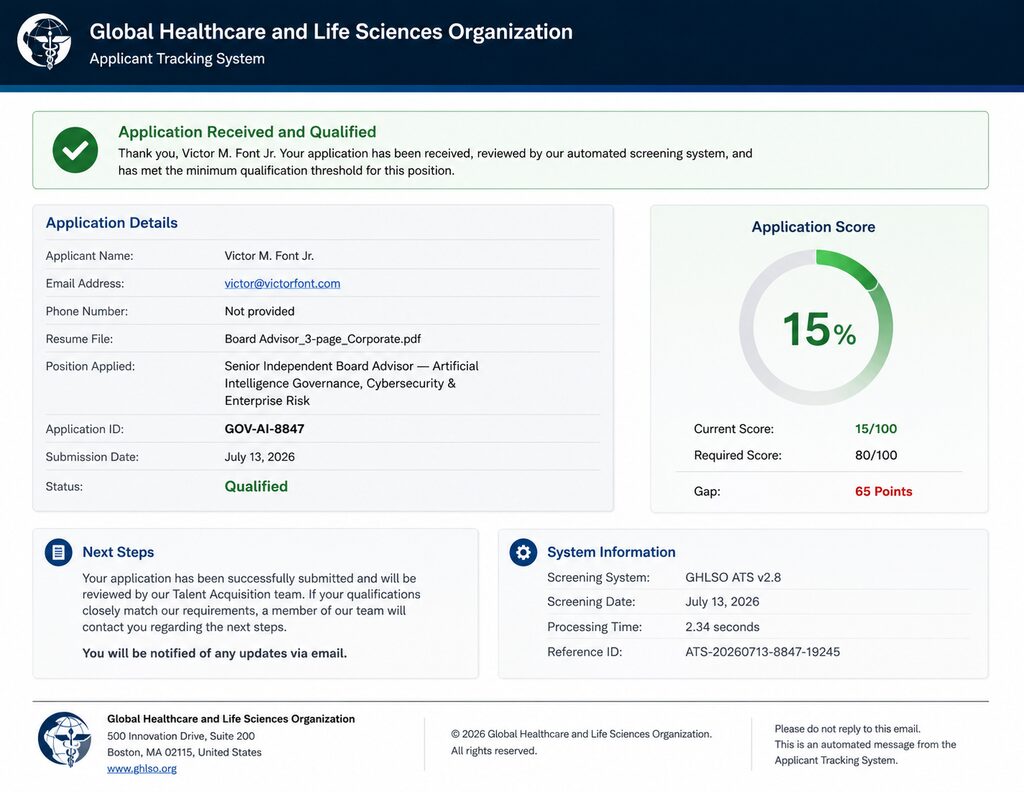 Alleged Applicant Tracking System qualification showing questionable discrepancies.
